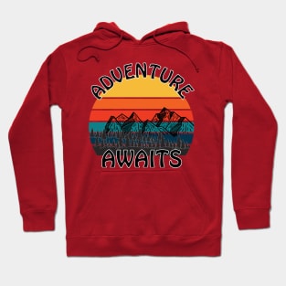 Adventure Awaits retro sunset camping Van Life Hoodie